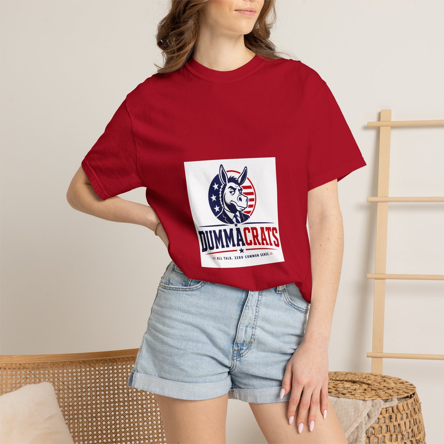 Political Satire T‑Shirt — "Dummacrats" Patriotic Donkey Graphic