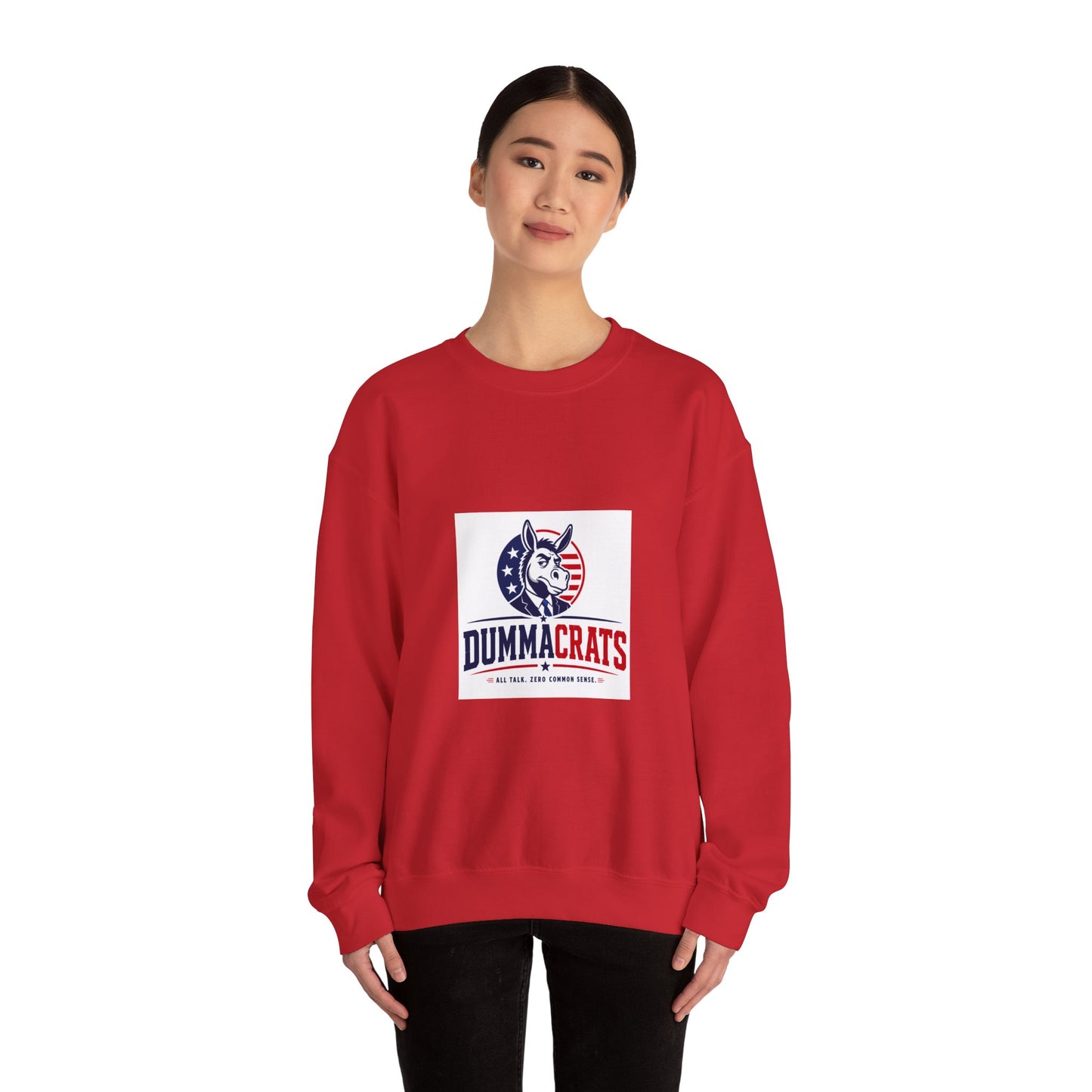Crewneck Sweatshirt — 'Dummacrats' Patriotic Donkey Graphic