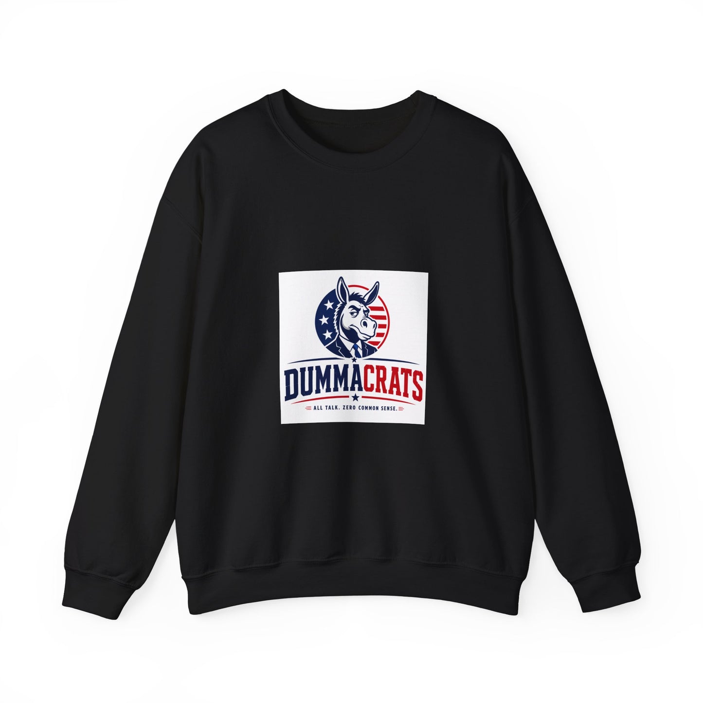 Crewneck Sweatshirt — 'Dummacrats' Patriotic Donkey Graphic