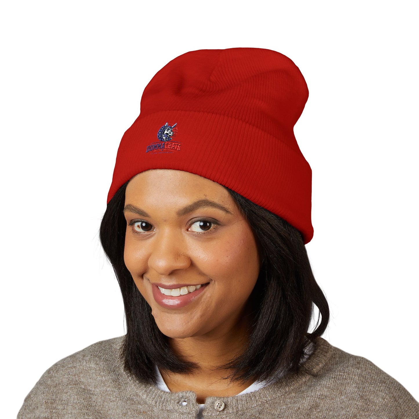 Patriotic Bulldog Embroidered Cuffed Beanie