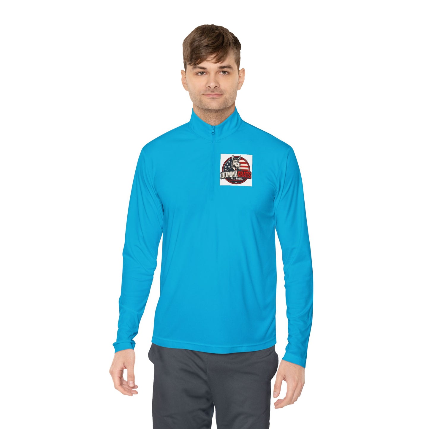Quarter-Zip Pullover - Trump 2024 Helmet American Flag Logo
