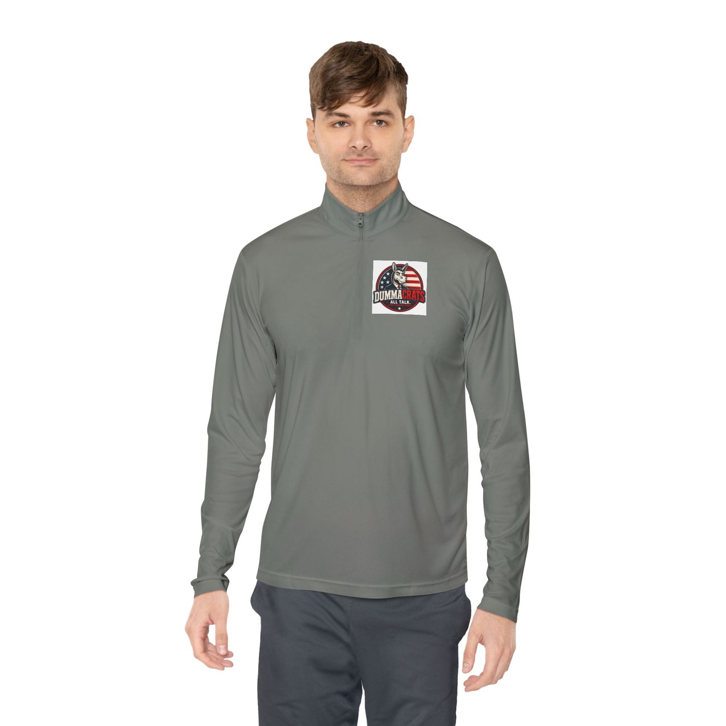 Quarter-Zip Pullover - Trump 2024 Helmet American Flag Logo
