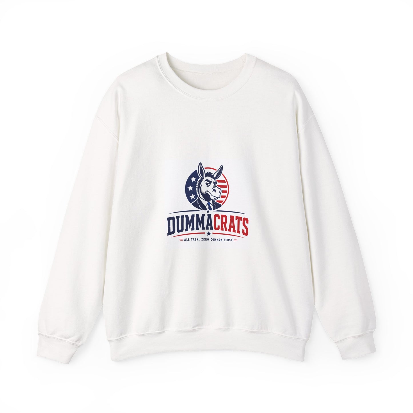 Crewneck Sweatshirt — 'Dummacrats' Patriotic Donkey Graphic