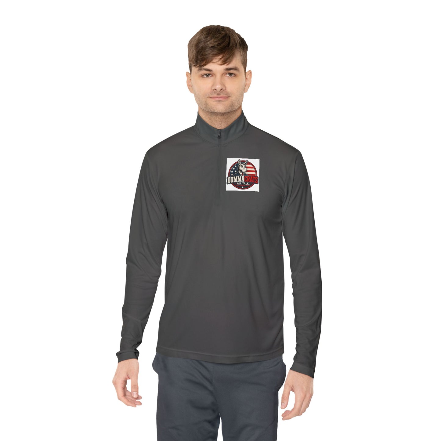 Quarter-Zip Pullover - Trump 2024 Helmet American Flag Logo