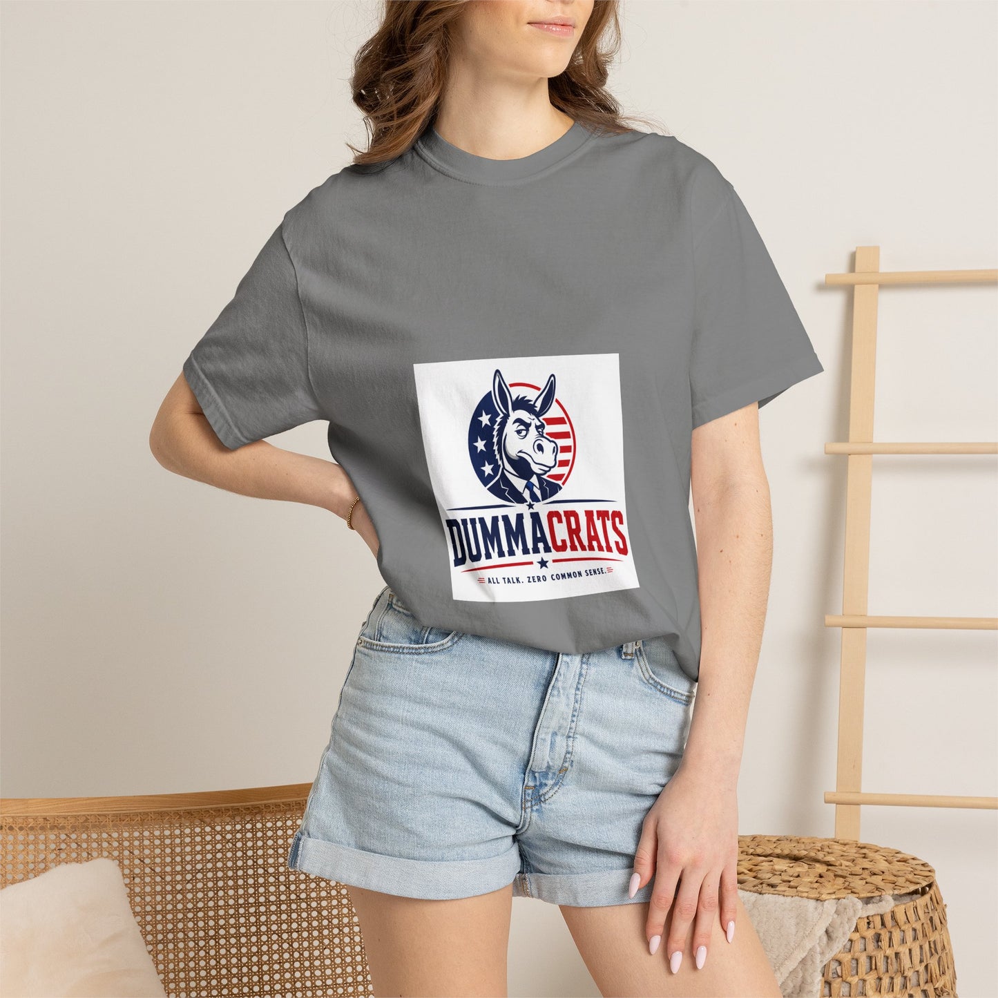 Political Satire T‑Shirt — "Dummacrats" Patriotic Donkey Graphic