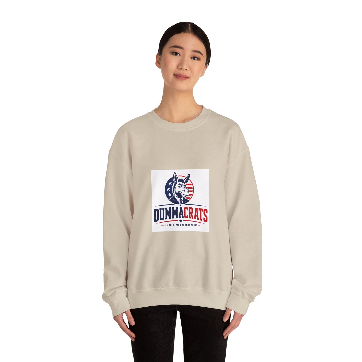 Crewneck Sweatshirt — 'Dummacrats' Patriotic Donkey Graphic