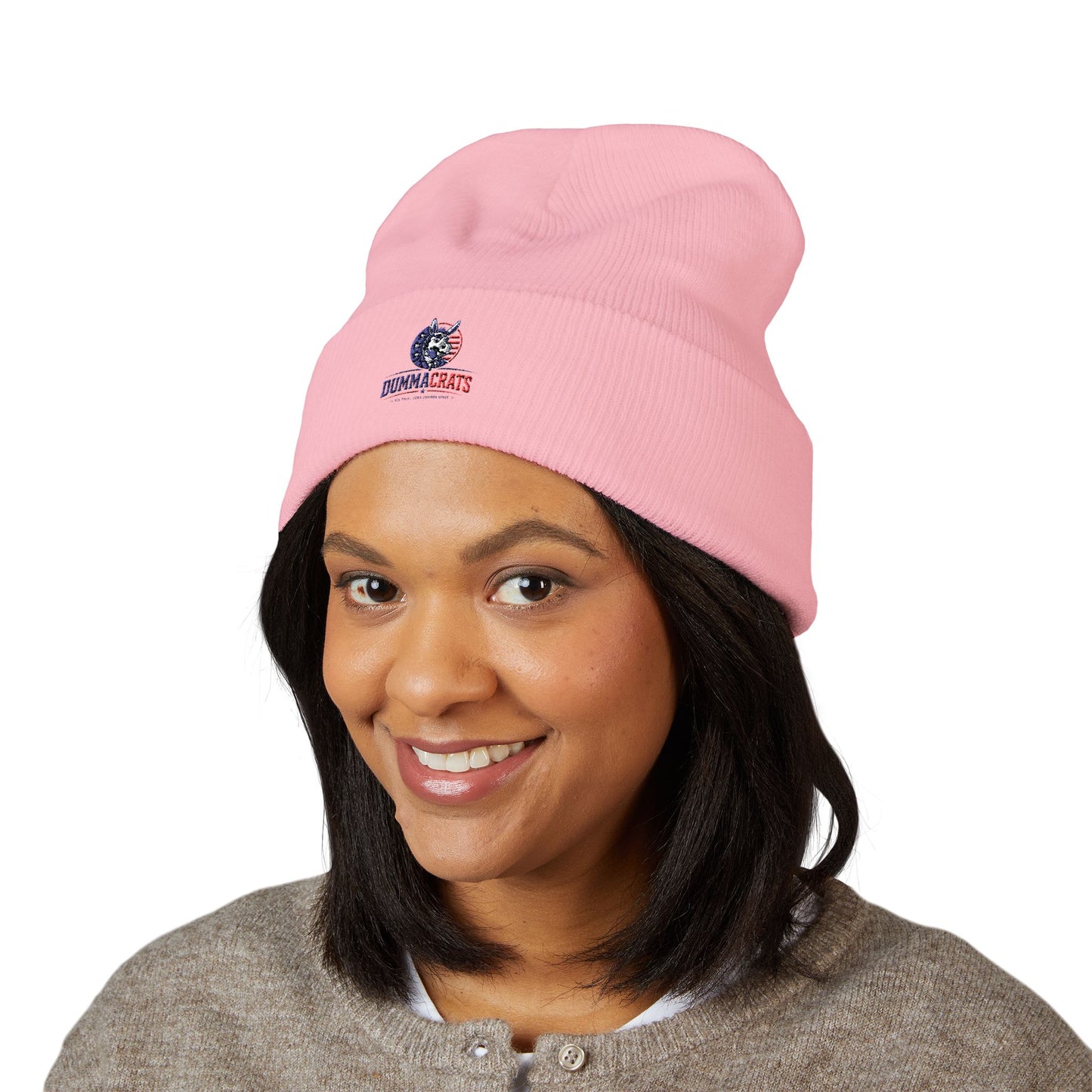 Patriotic Bulldog Embroidered Cuffed Beanie