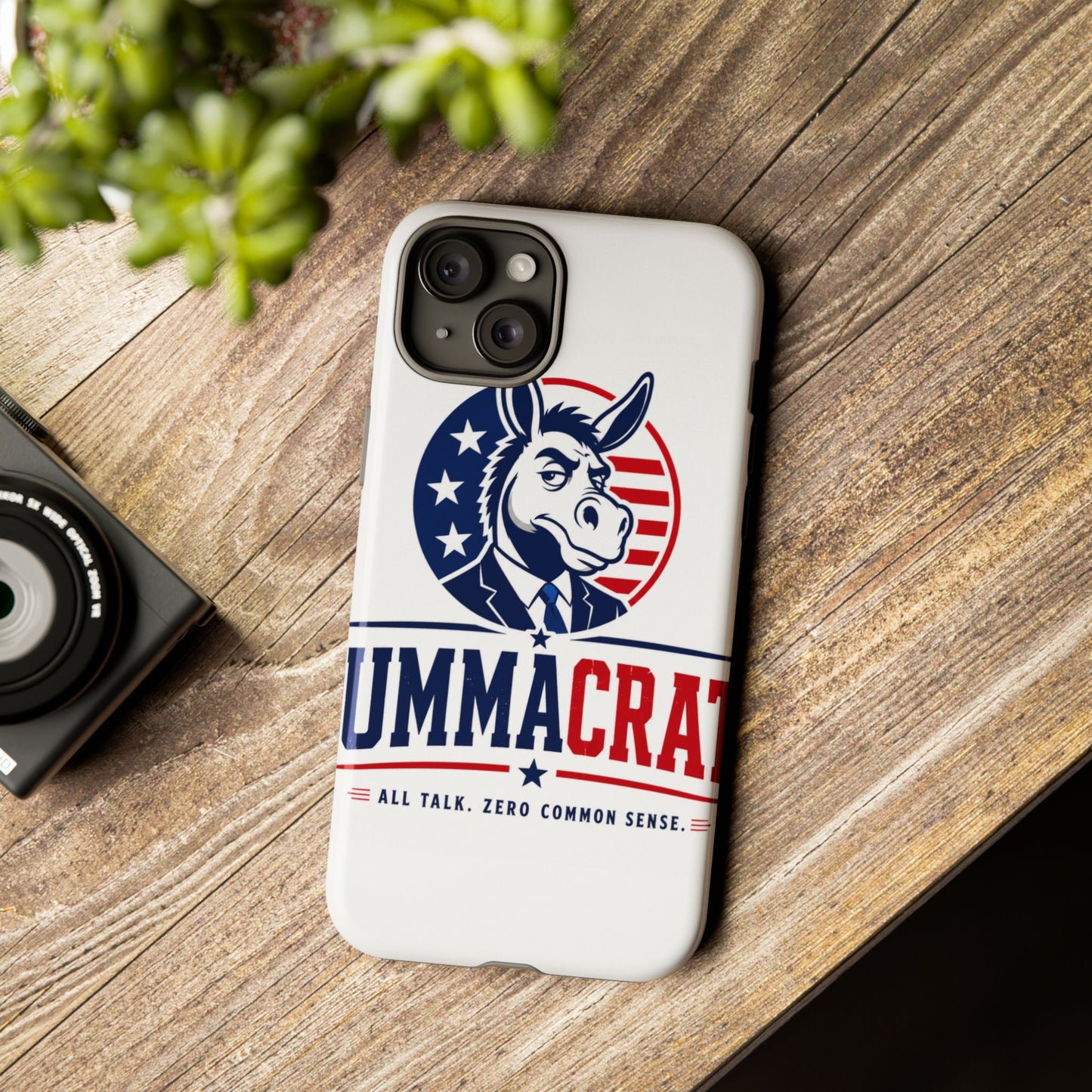 Phone Case — 'DemmaCrat' Political Donkey Design, Patriotic Anti-Democrat Graphic
