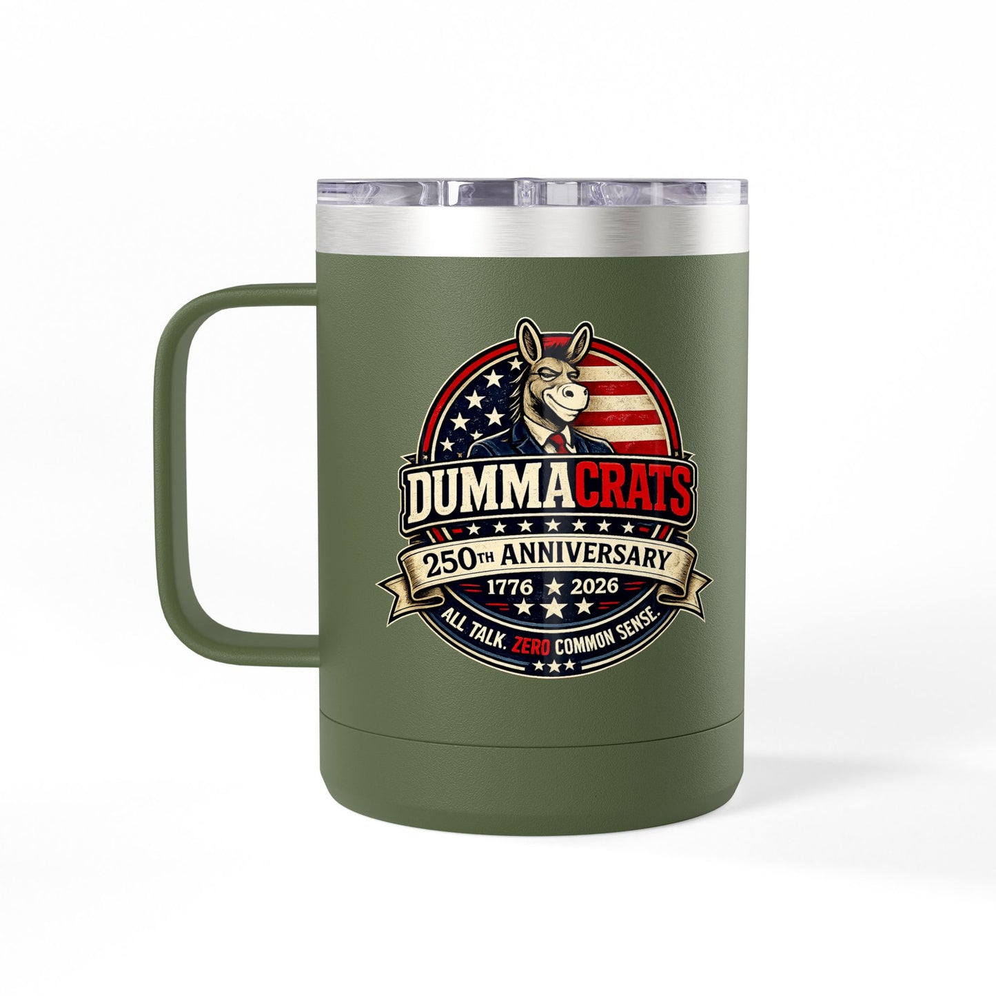 Veteran Muscle Coffee Tumbler 15oz — American Flag 'Veterans' Shield Travel Mug