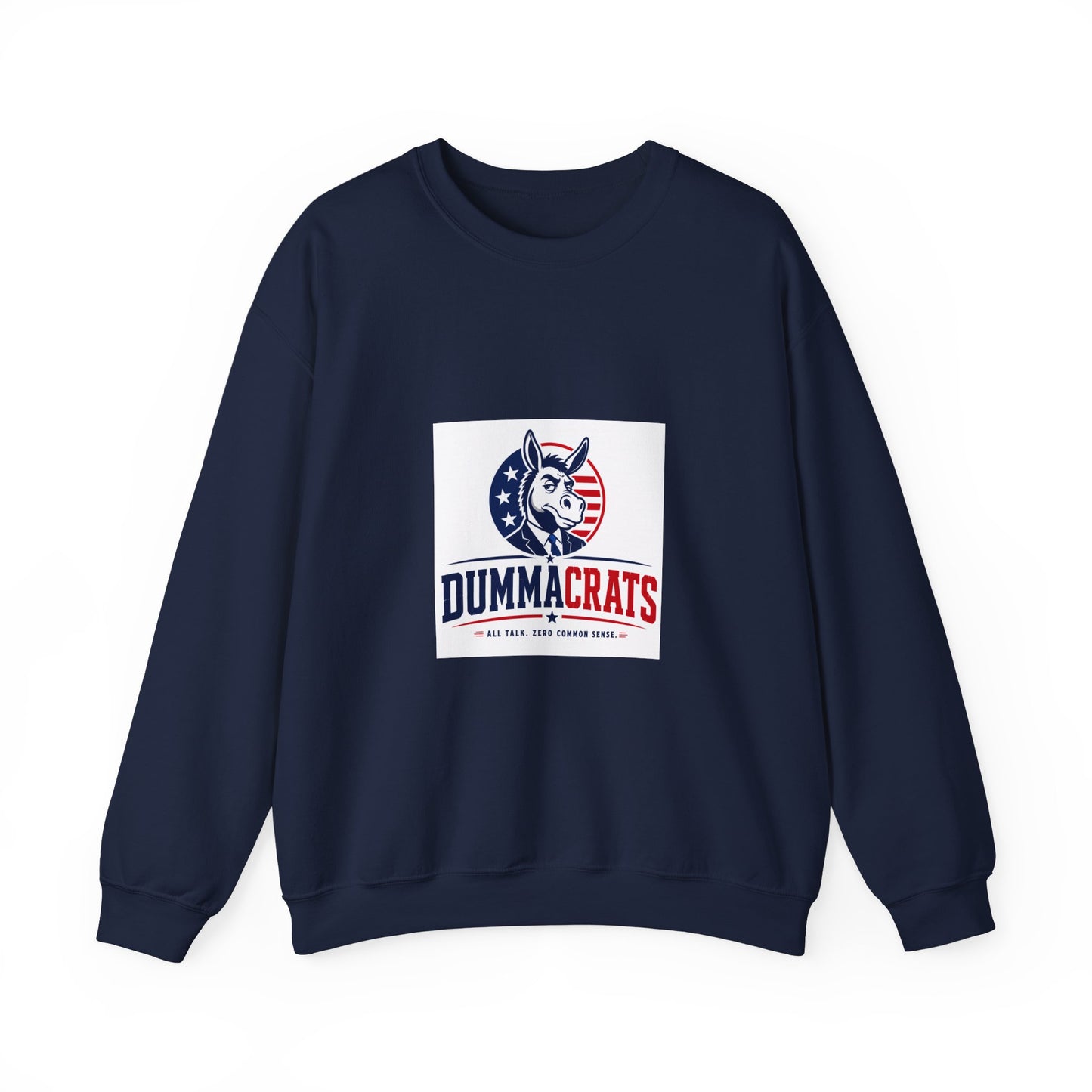 Crewneck Sweatshirt — 'Dummacrats' Patriotic Donkey Graphic