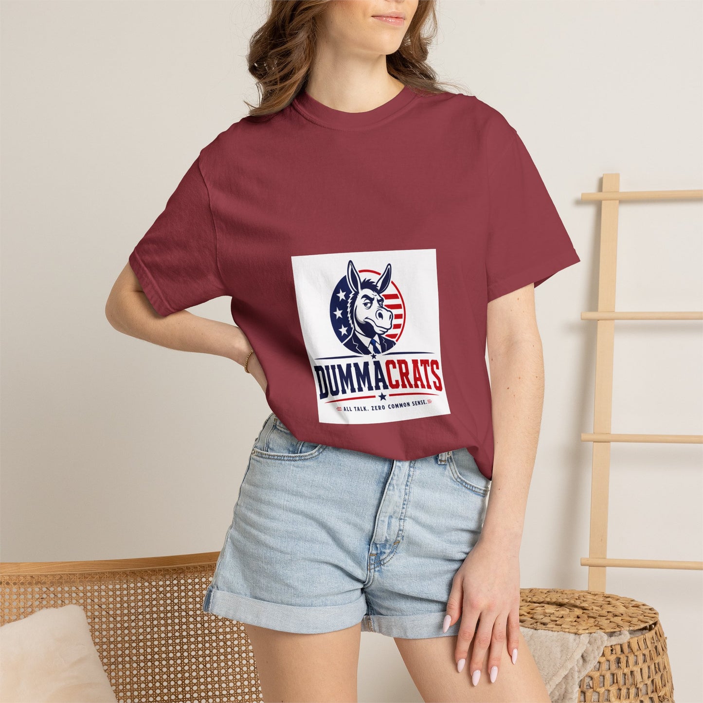 Political Satire T‑Shirt — "Dummacrats" Patriotic Donkey Graphic