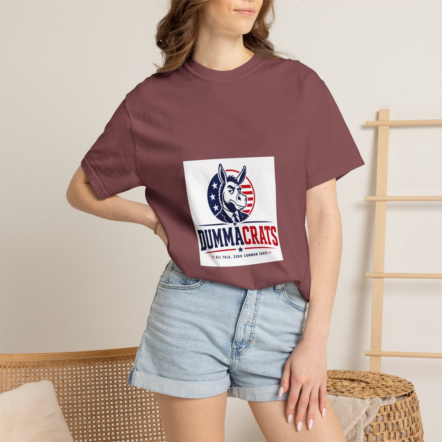 Political Satire T‑Shirt — "Dummacrats" Patriotic Donkey Graphic