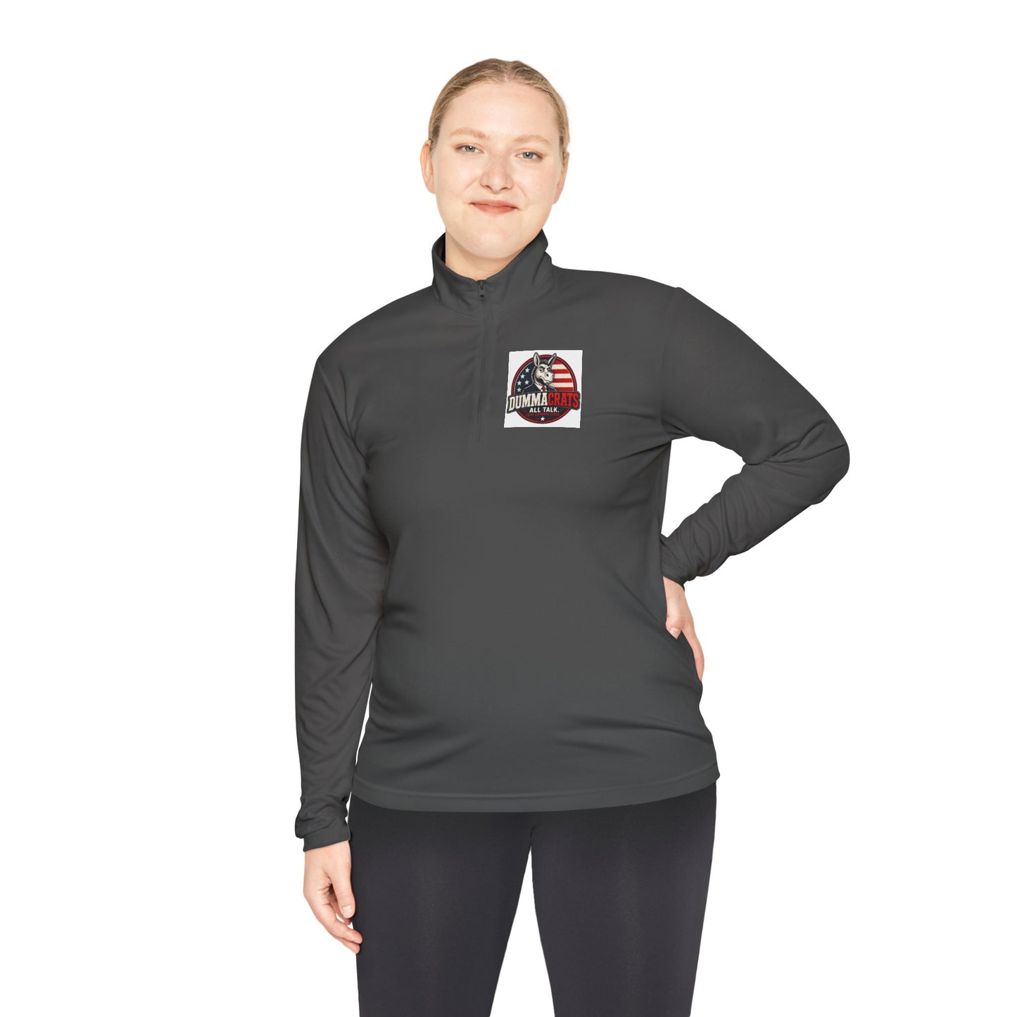 Quarter-Zip Pullover - Trump 2024 Helmet American Flag Logo