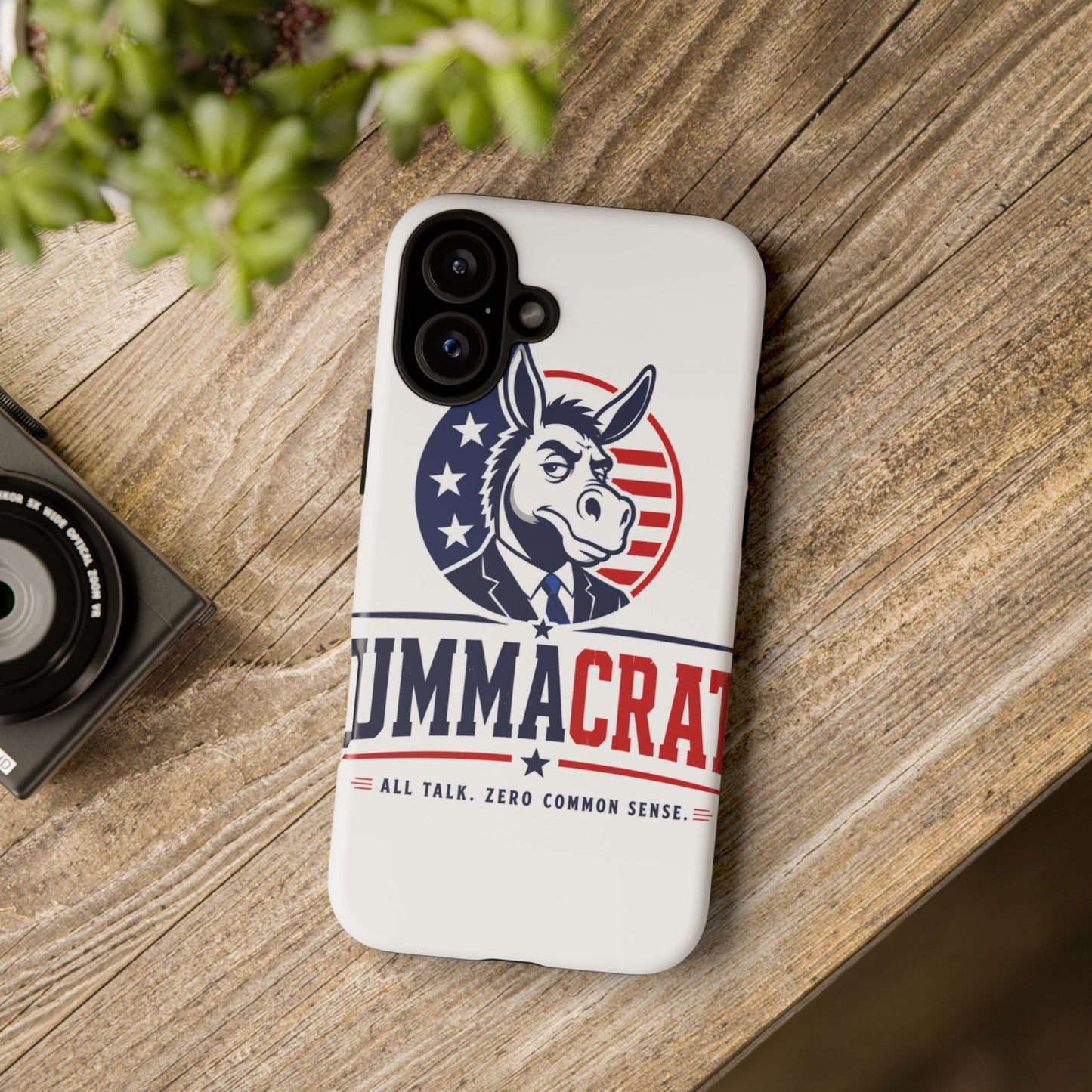 Phone Case — 'DemmaCrat' Political Donkey Design, Patriotic Anti-Democrat Graphic