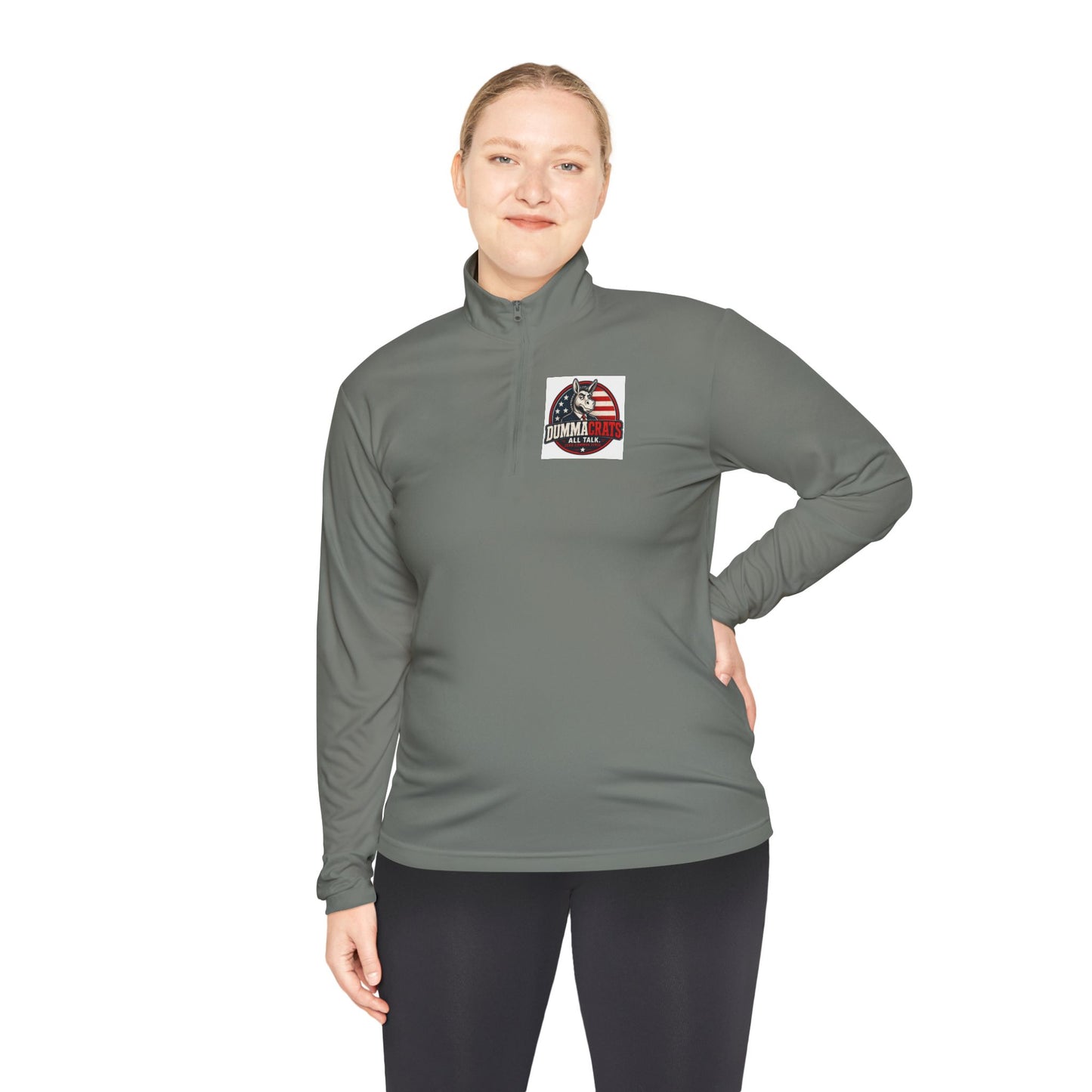Quarter-Zip Pullover - Trump 2024 Helmet American Flag Logo