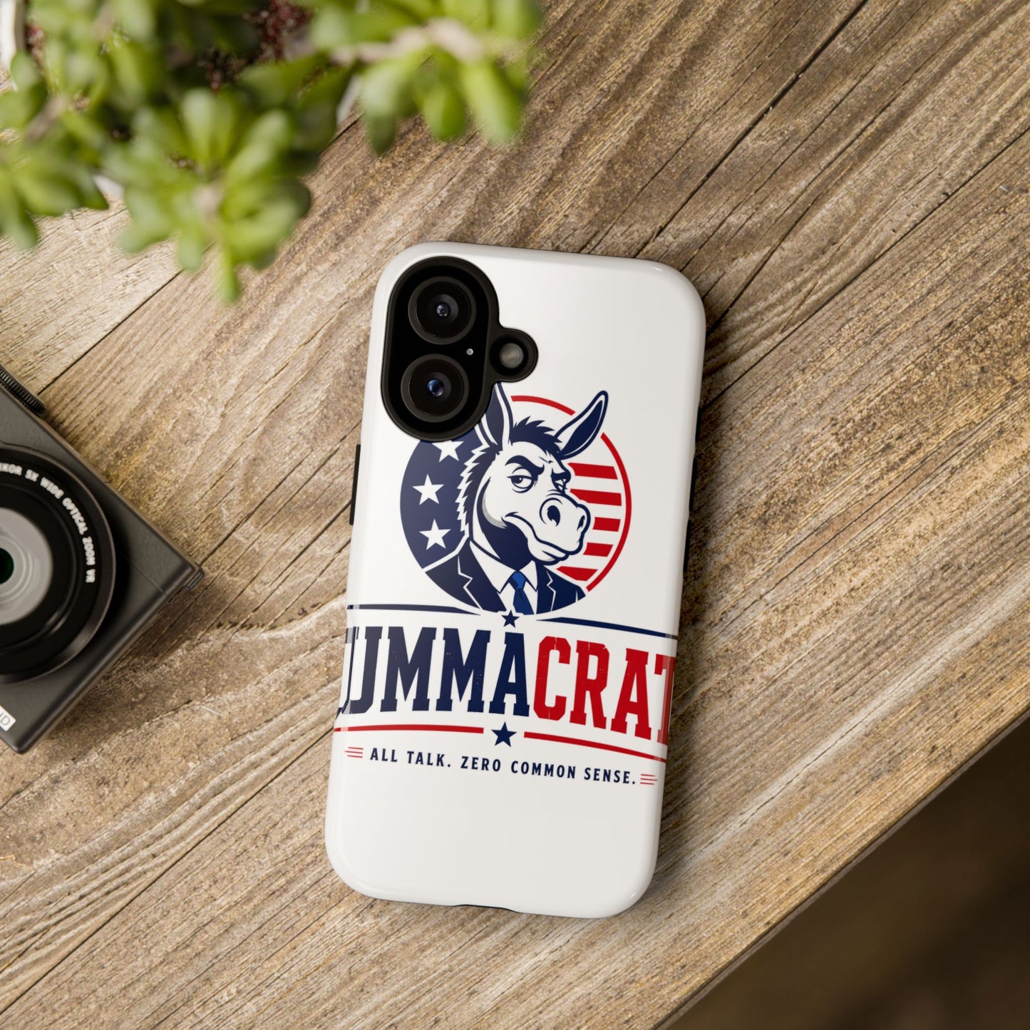 Phone Case — 'DemmaCrat' Political Donkey Design, Patriotic Anti-Democrat Graphic