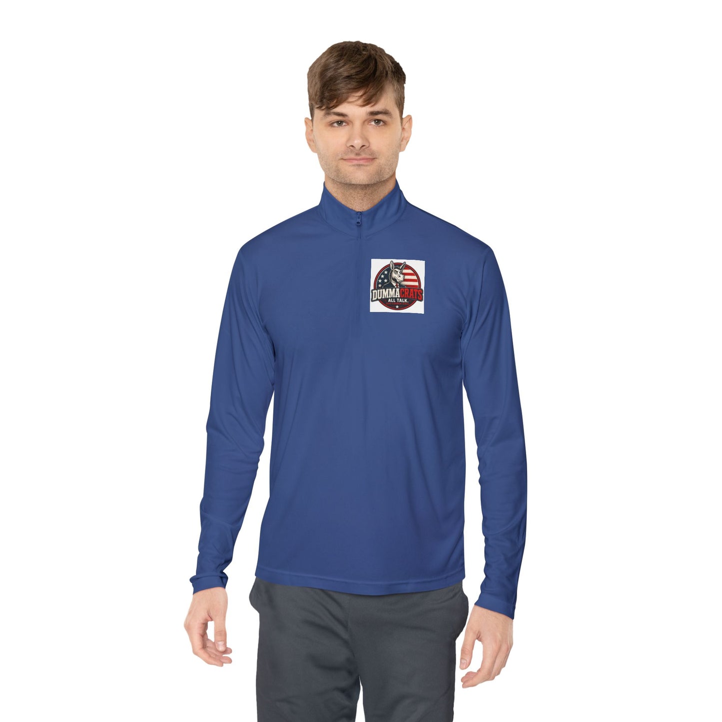 Quarter-Zip Pullover - Trump 2024 Helmet American Flag Logo
