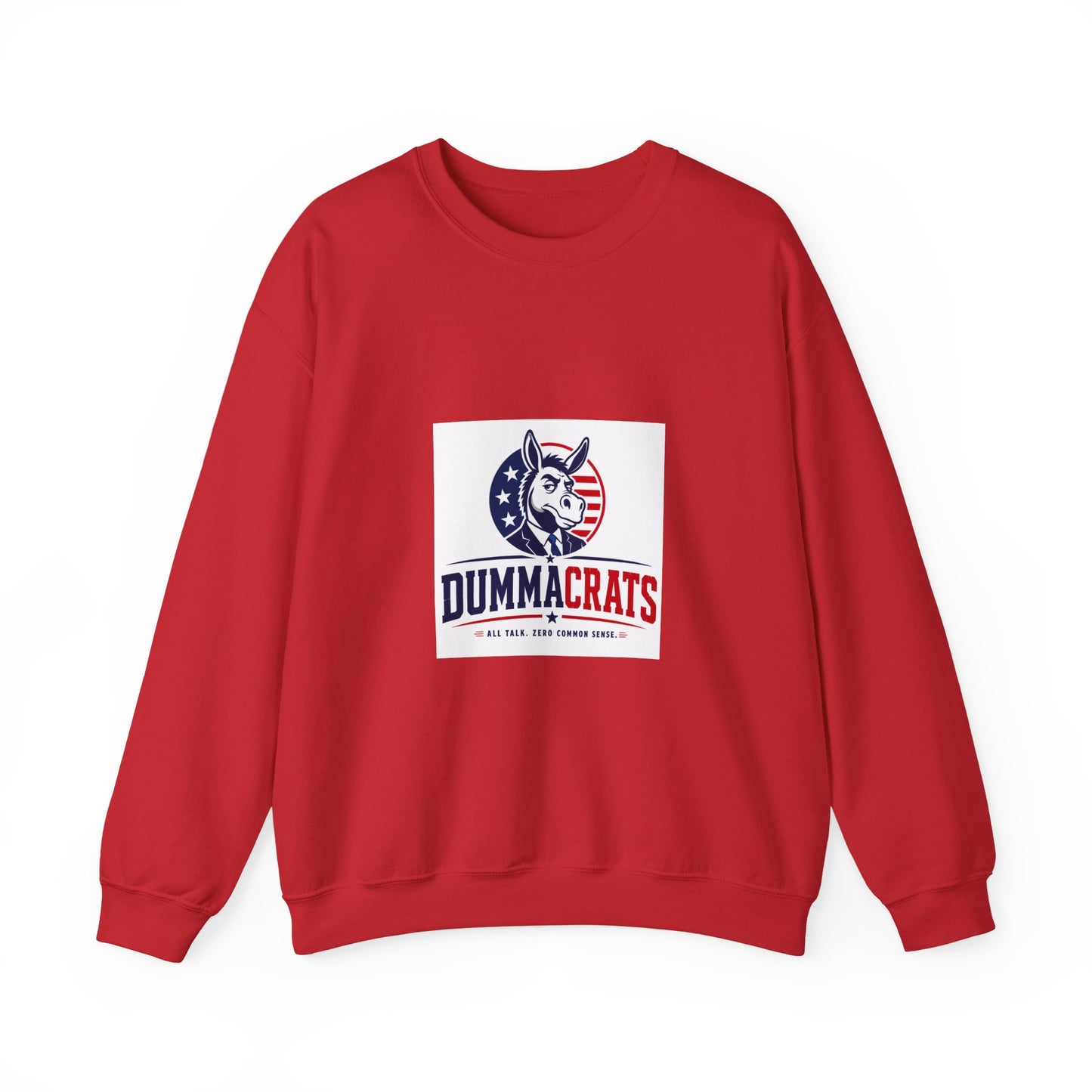 Crewneck Sweatshirt — 'Dummacrats' Patriotic Donkey Graphic