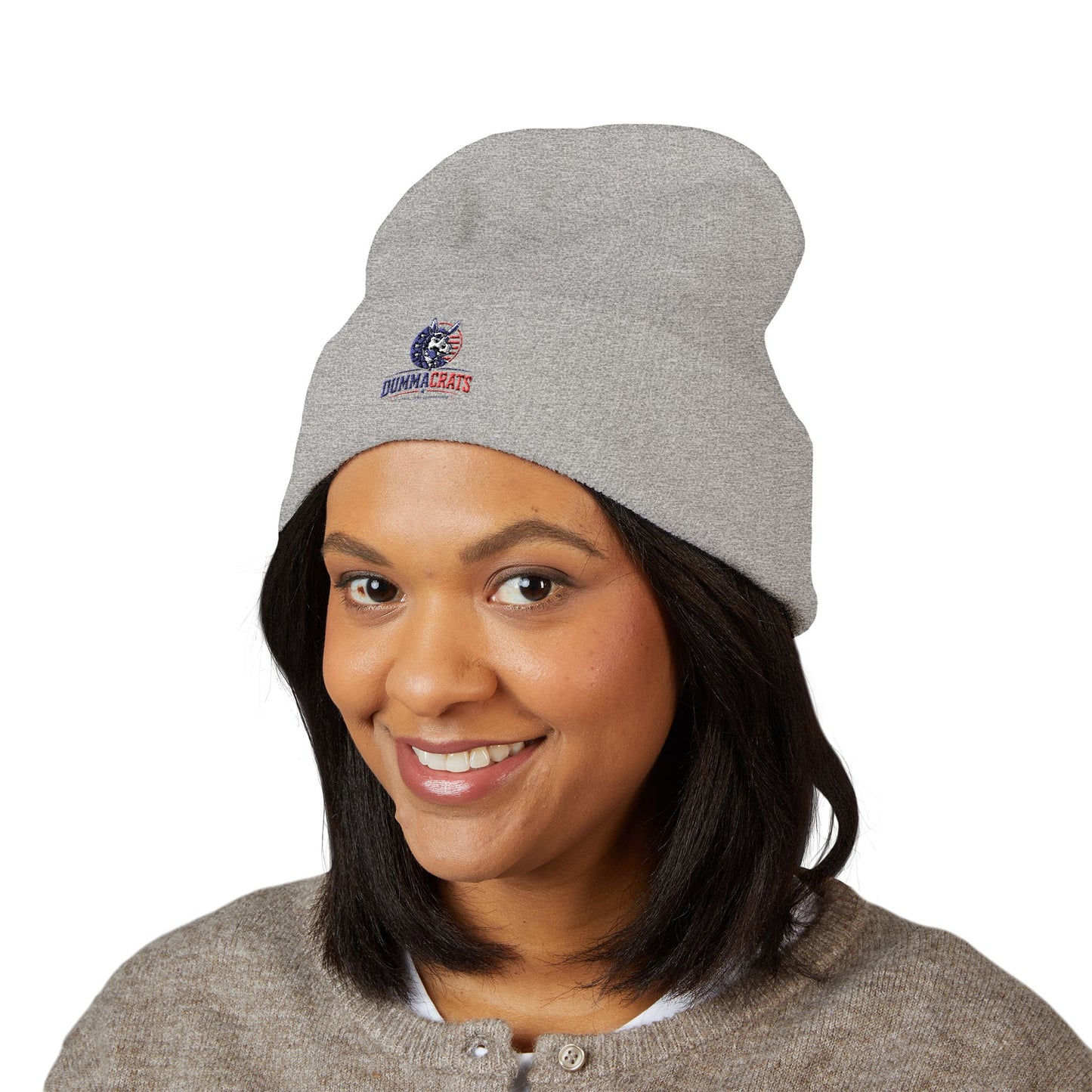 Patriotic Bulldog Embroidered Cuffed Beanie