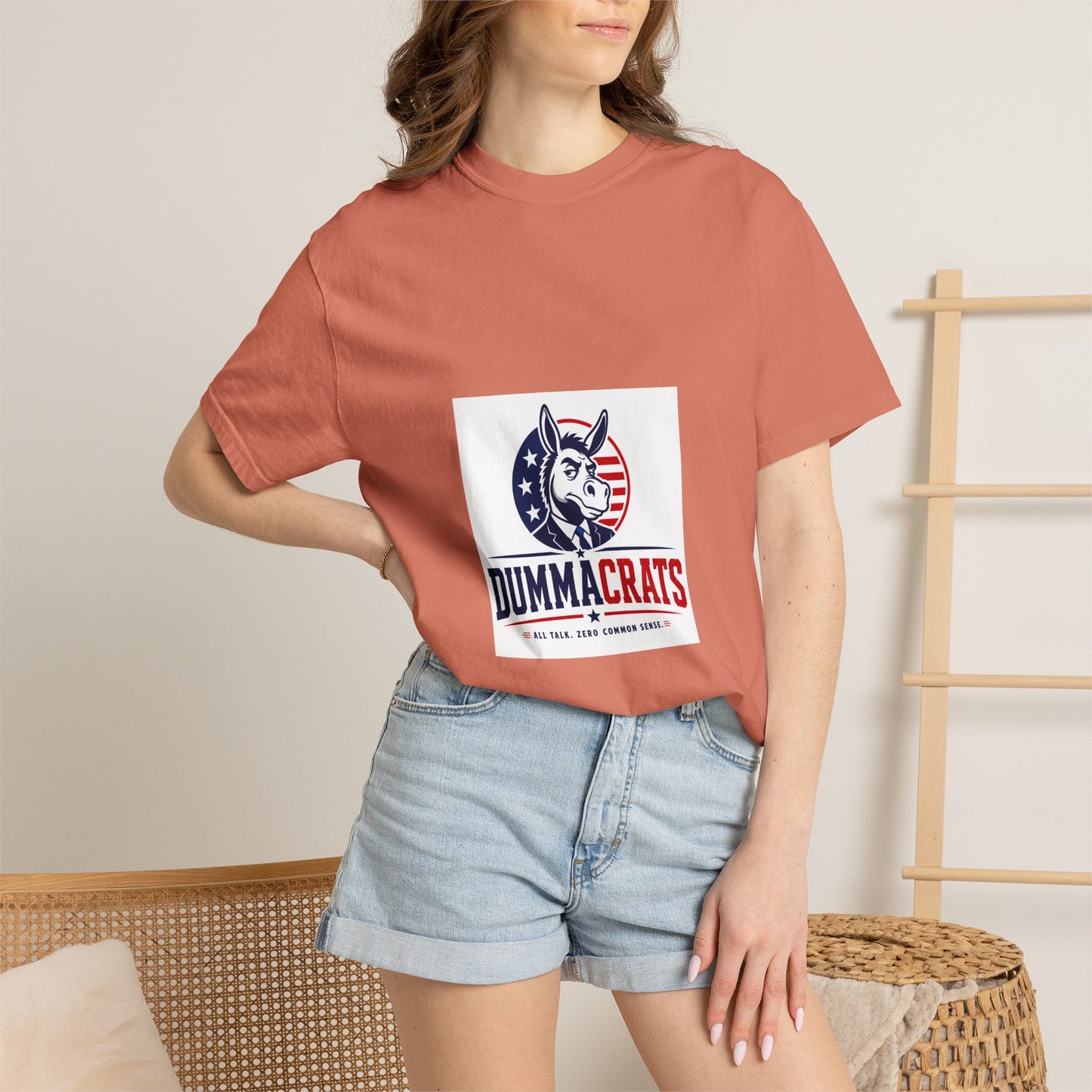 Political Satire T‑Shirt — "Dummacrats" Patriotic Donkey Graphic
