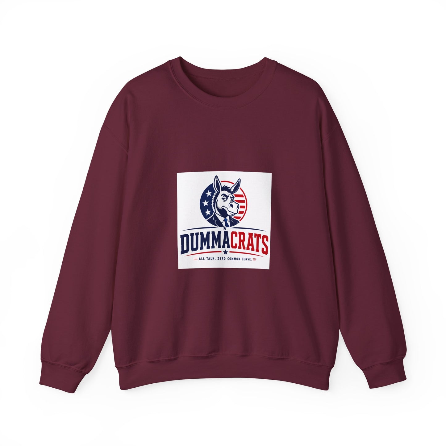 Crewneck Sweatshirt — 'Dummacrats' Patriotic Donkey Graphic