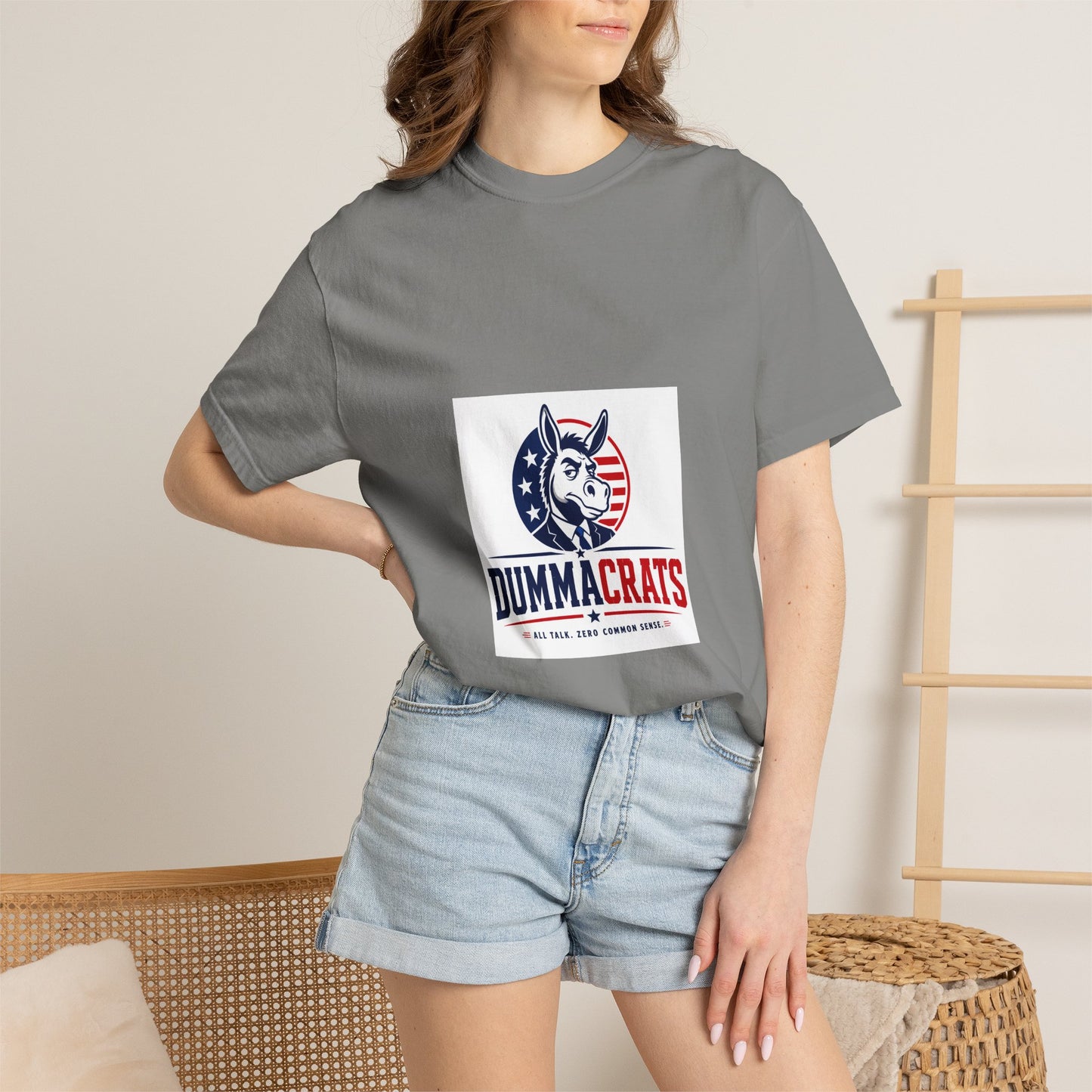 Political Satire T‑Shirt — "Dummacrats" Patriotic Donkey Graphic