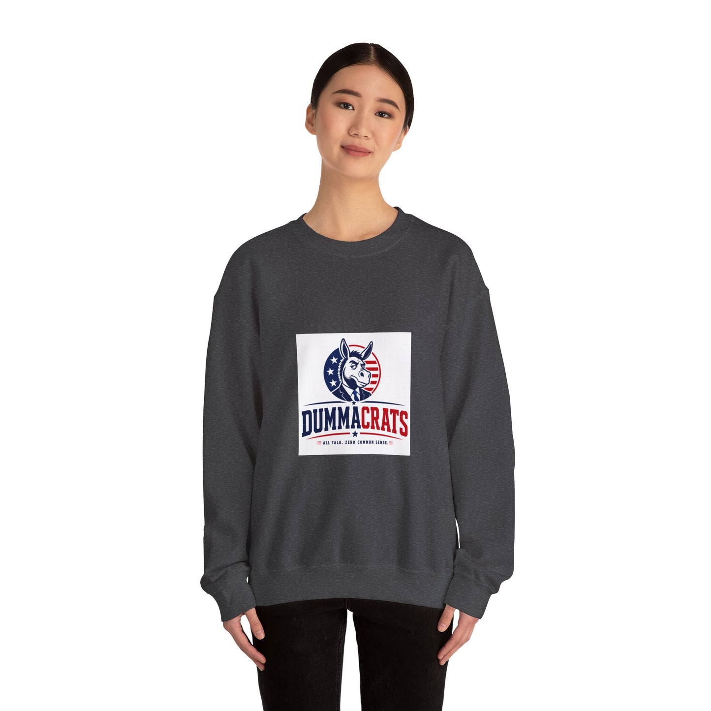 Crewneck Sweatshirt — 'Dummacrats' Patriotic Donkey Graphic