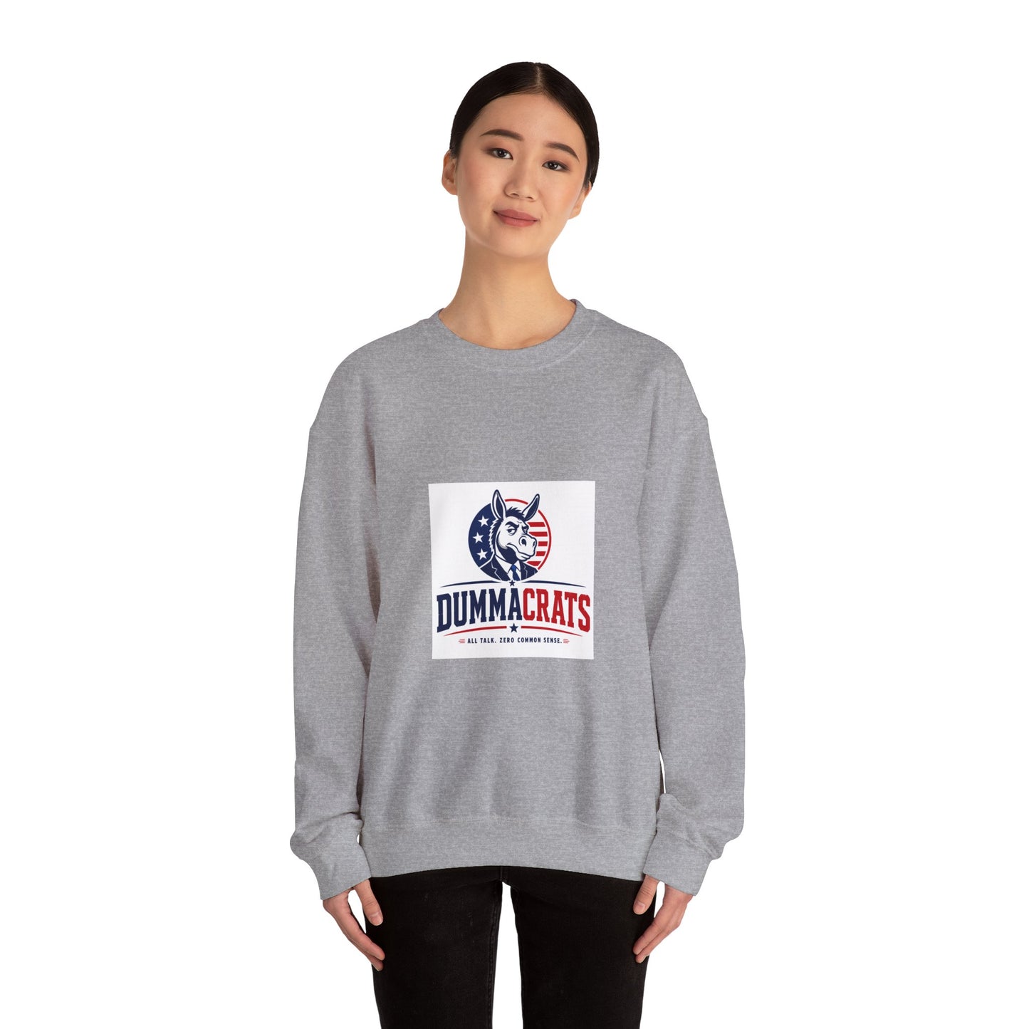 Crewneck Sweatshirt — 'Dummacrats' Patriotic Donkey Graphic