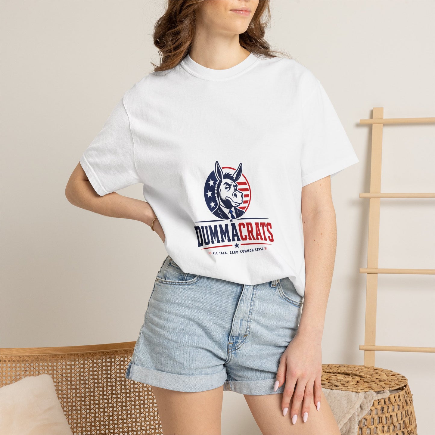 Political Satire T‑Shirt — "Dummacrats" Patriotic Donkey Graphic