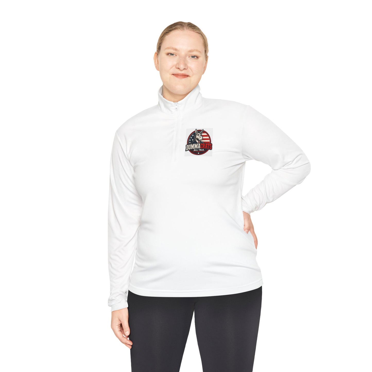 Quarter-Zip Pullover - Trump 2024 Helmet American Flag Logo