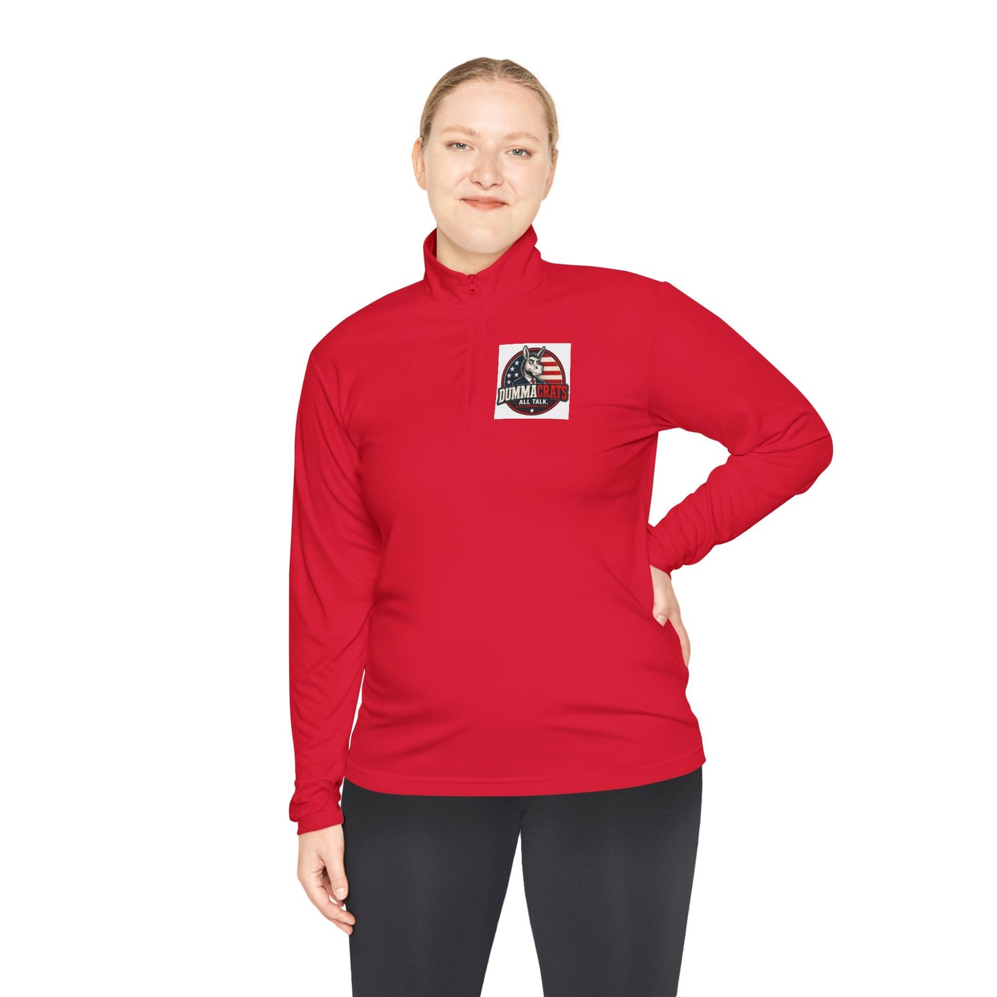 Quarter-Zip Pullover - Trump 2024 Helmet American Flag Logo