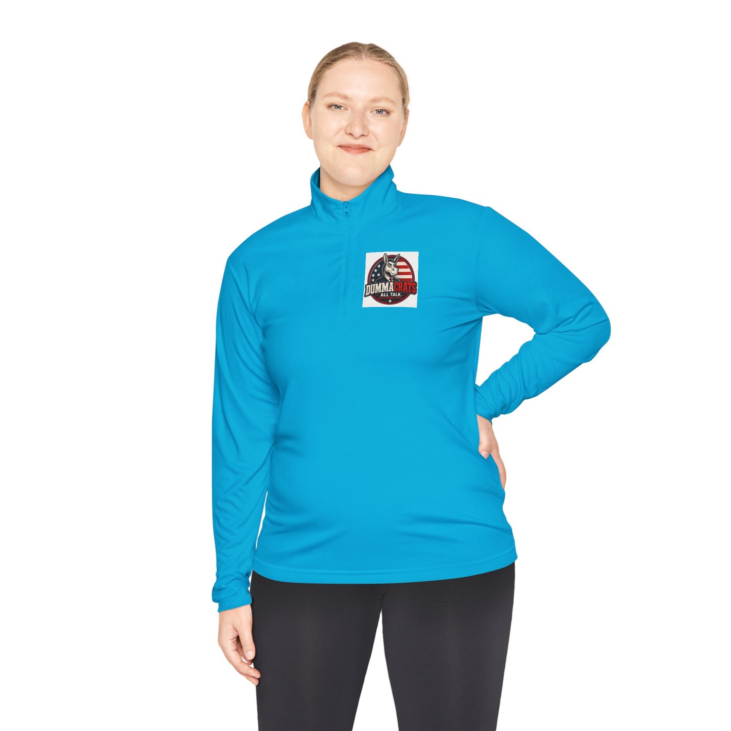 Quarter-Zip Pullover - Trump 2024 Helmet American Flag Logo