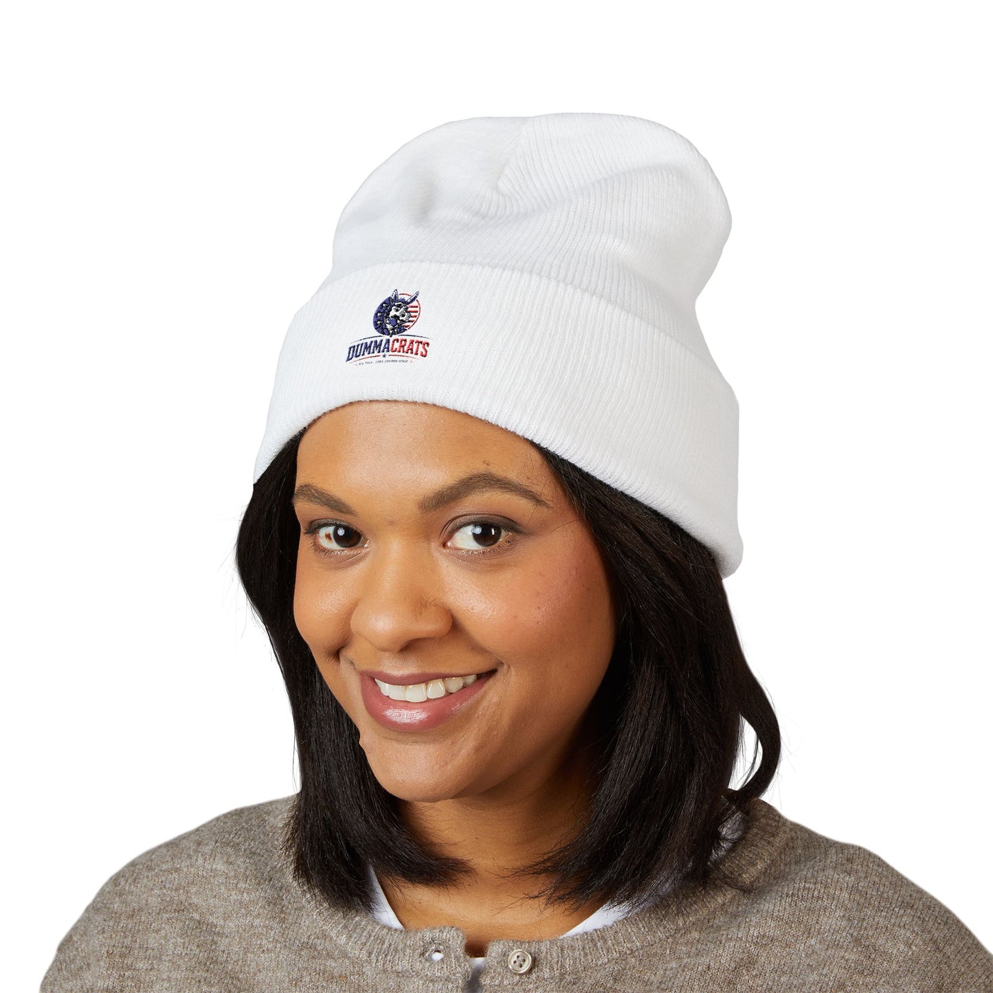 Patriotic Bulldog Embroidered Cuffed Beanie