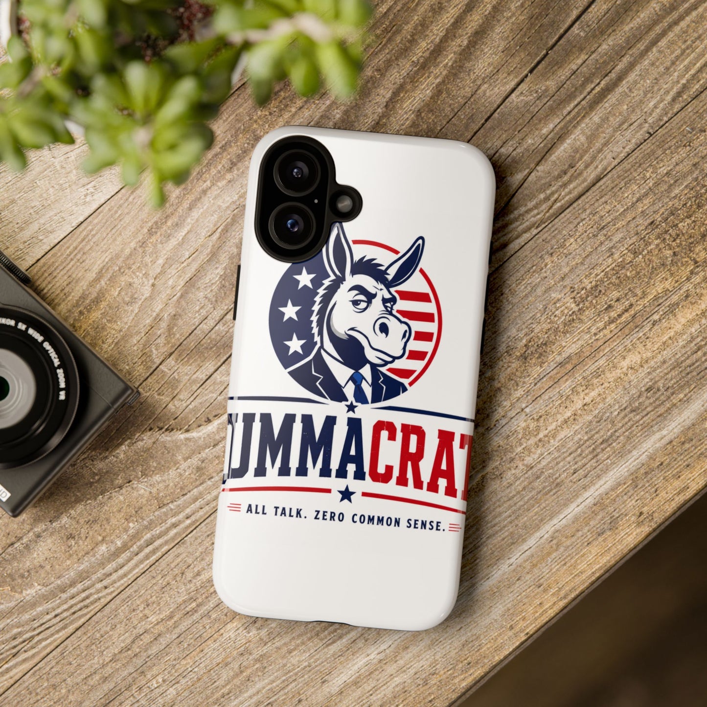 Phone Case — 'DemmaCrat' Political Donkey Design, Patriotic Anti-Democrat Graphic