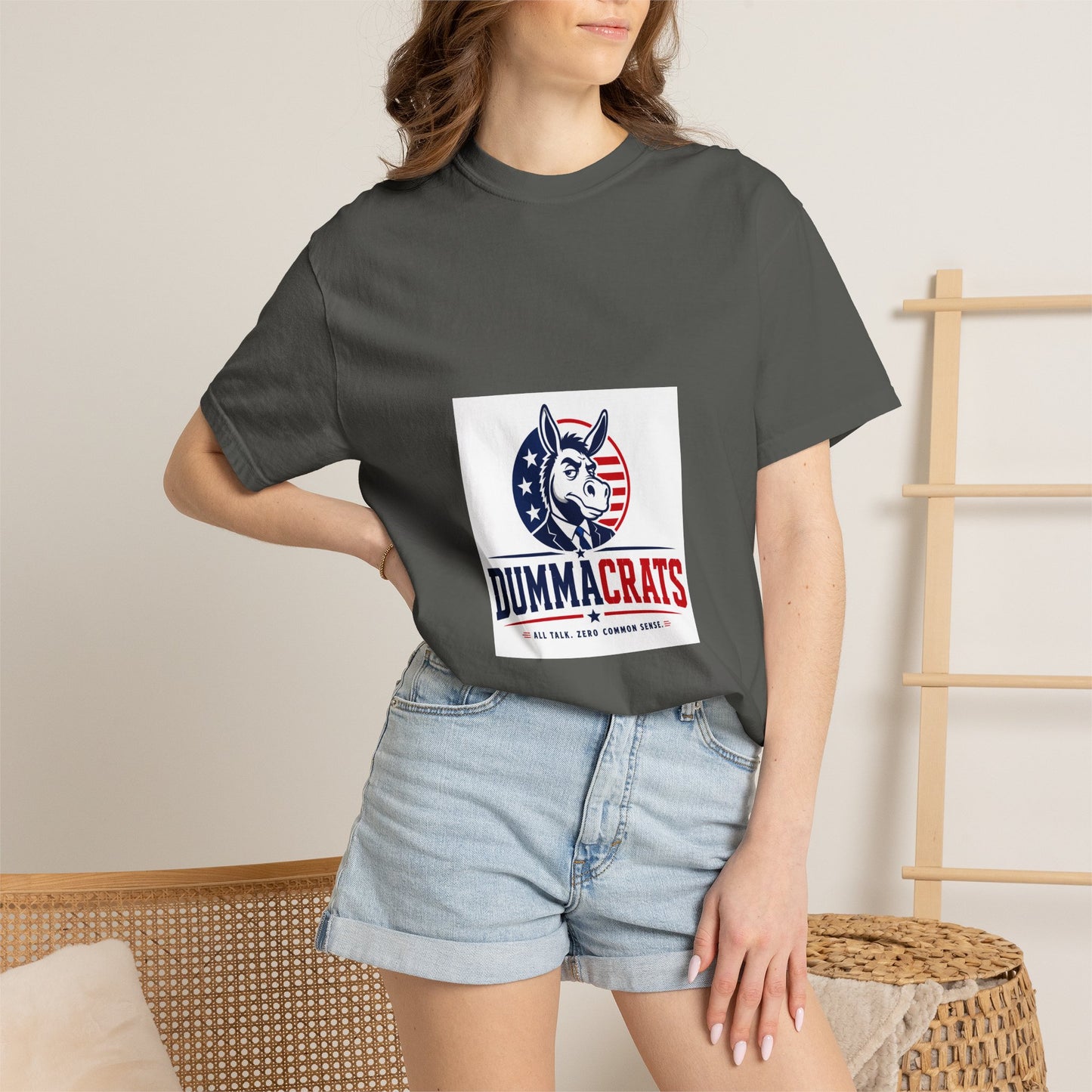 Political Satire T‑Shirt — "Dummacrats" Patriotic Donkey Graphic