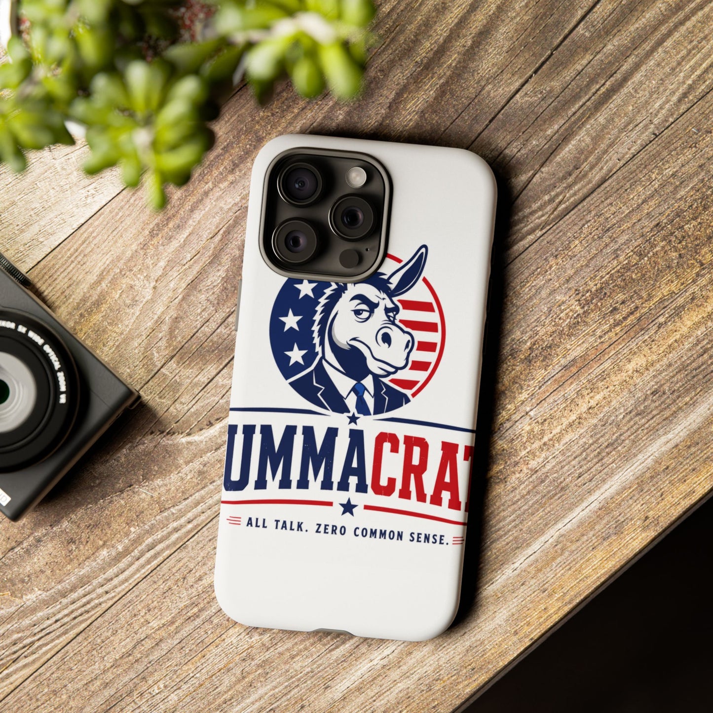 Phone Case — 'DemmaCrat' Political Donkey Design, Patriotic Anti-Democrat Graphic