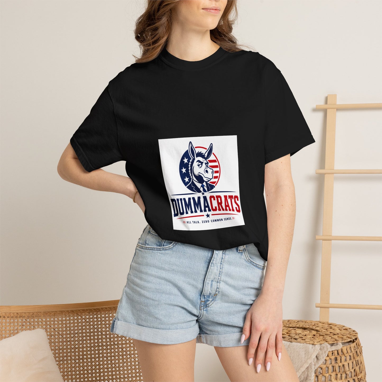 Political Satire T‑Shirt — "Dummacrats" Patriotic Donkey Graphic