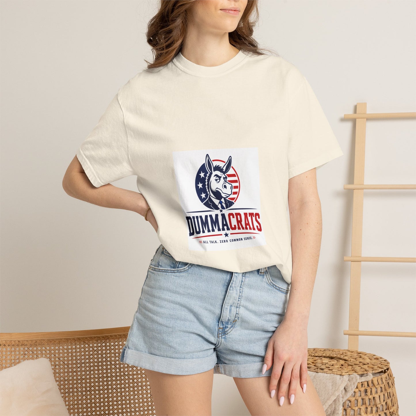 Political Satire T‑Shirt — "Dummacrats" Patriotic Donkey Graphic
