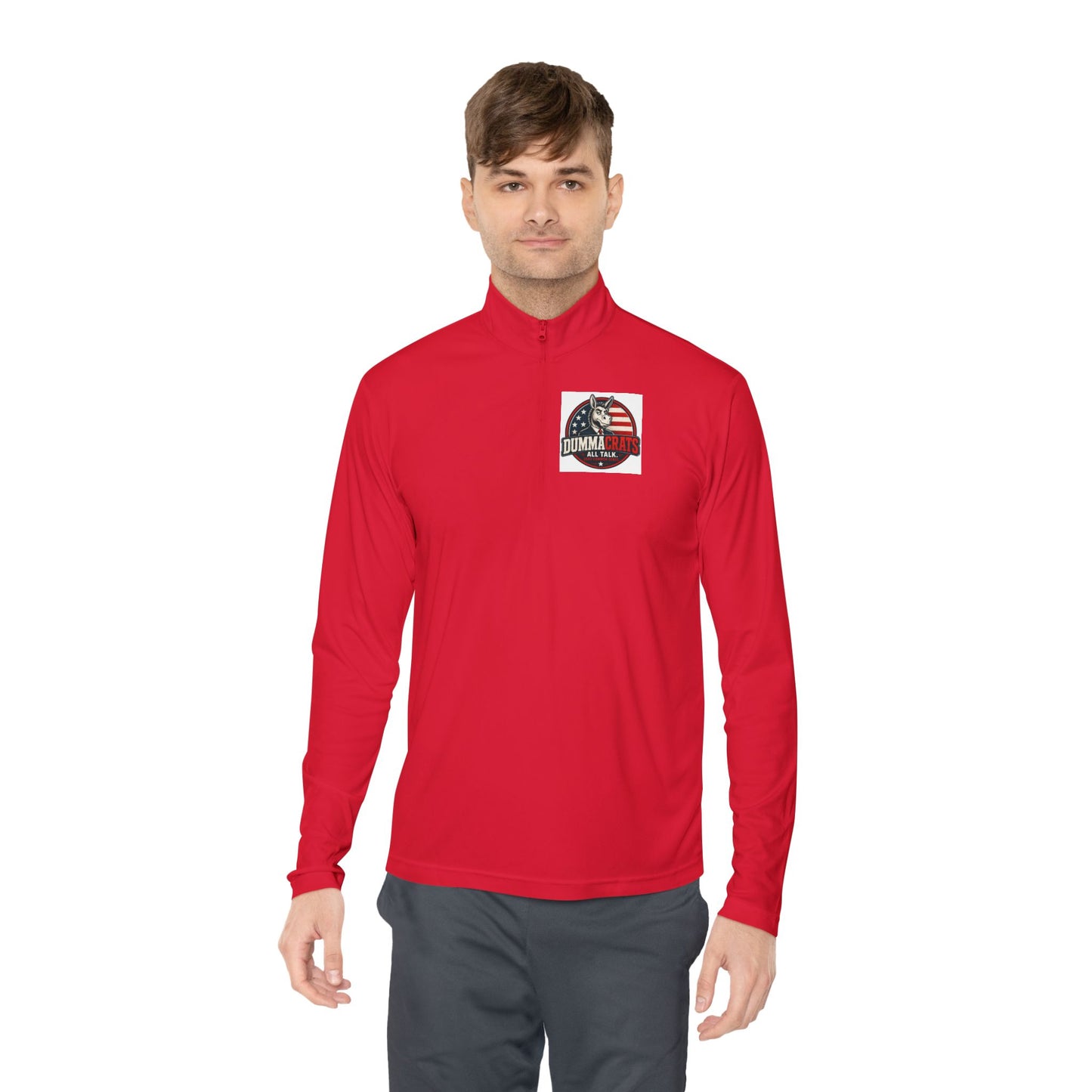 Quarter-Zip Pullover - Trump 2024 Helmet American Flag Logo
