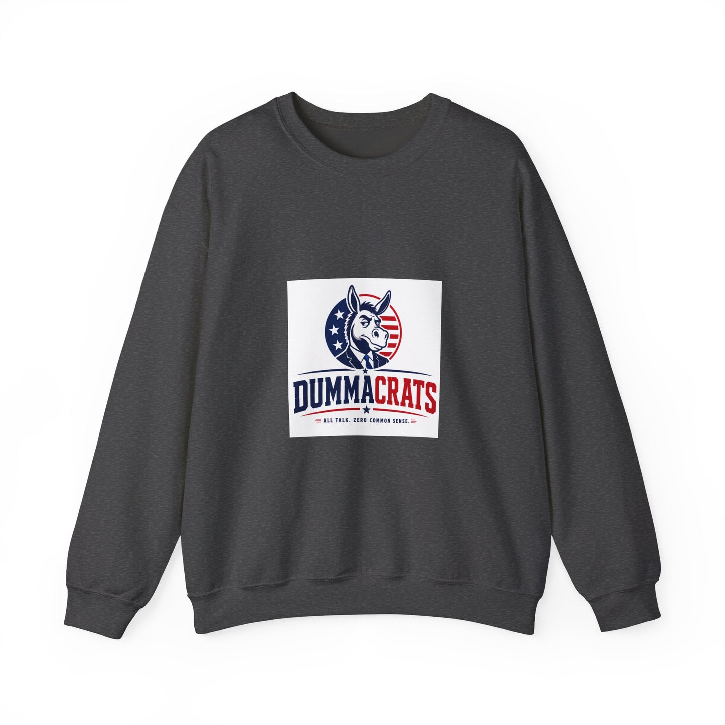 Crewneck Sweatshirt — 'Dummacrats' Patriotic Donkey Graphic