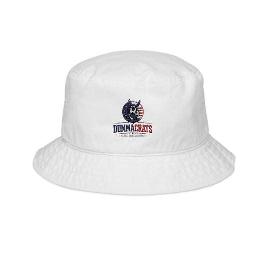 Patriotic Wolf Embroidered Bucket Hat — "DummaCrafts" USA Flag Design