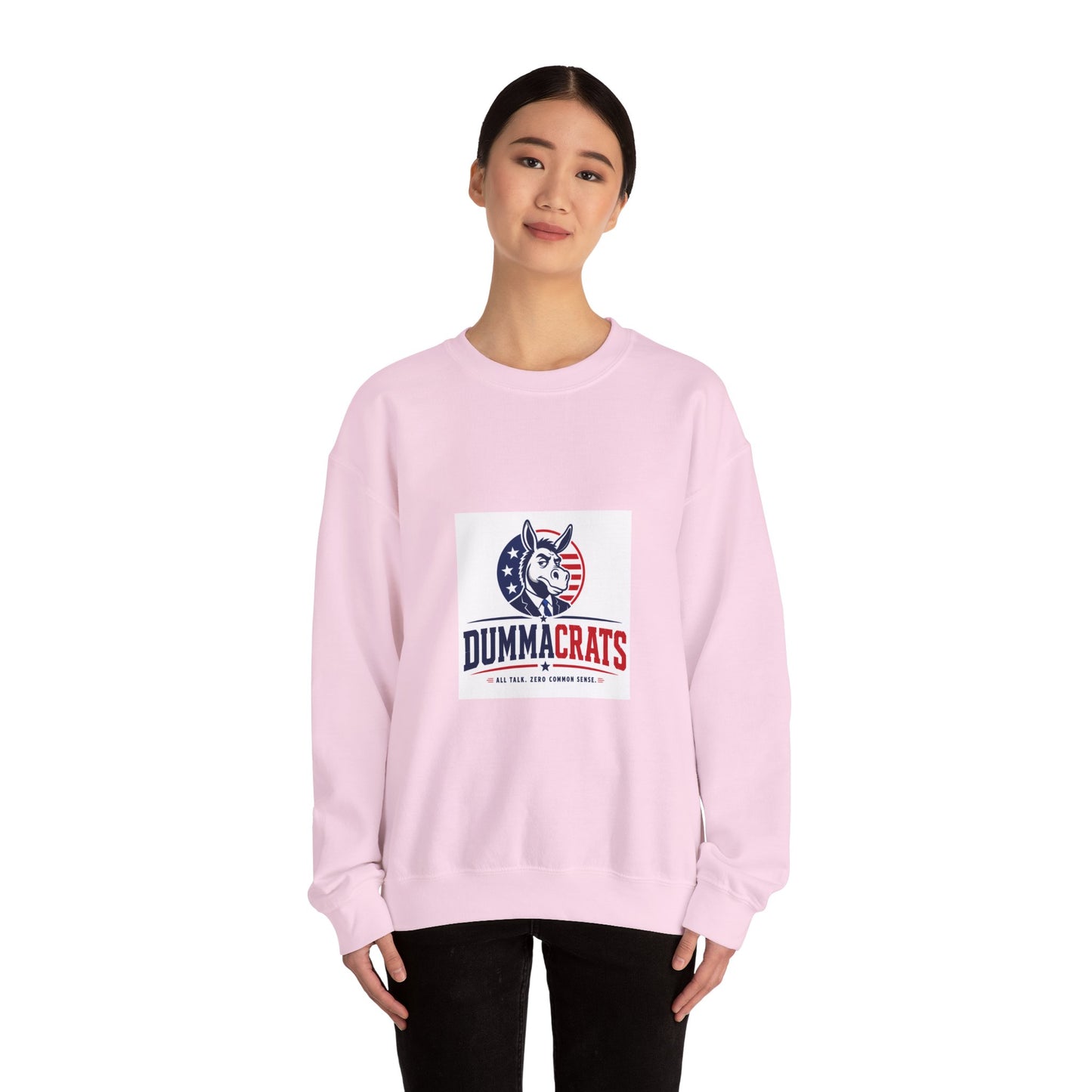 Crewneck Sweatshirt — 'Dummacrats' Patriotic Donkey Graphic