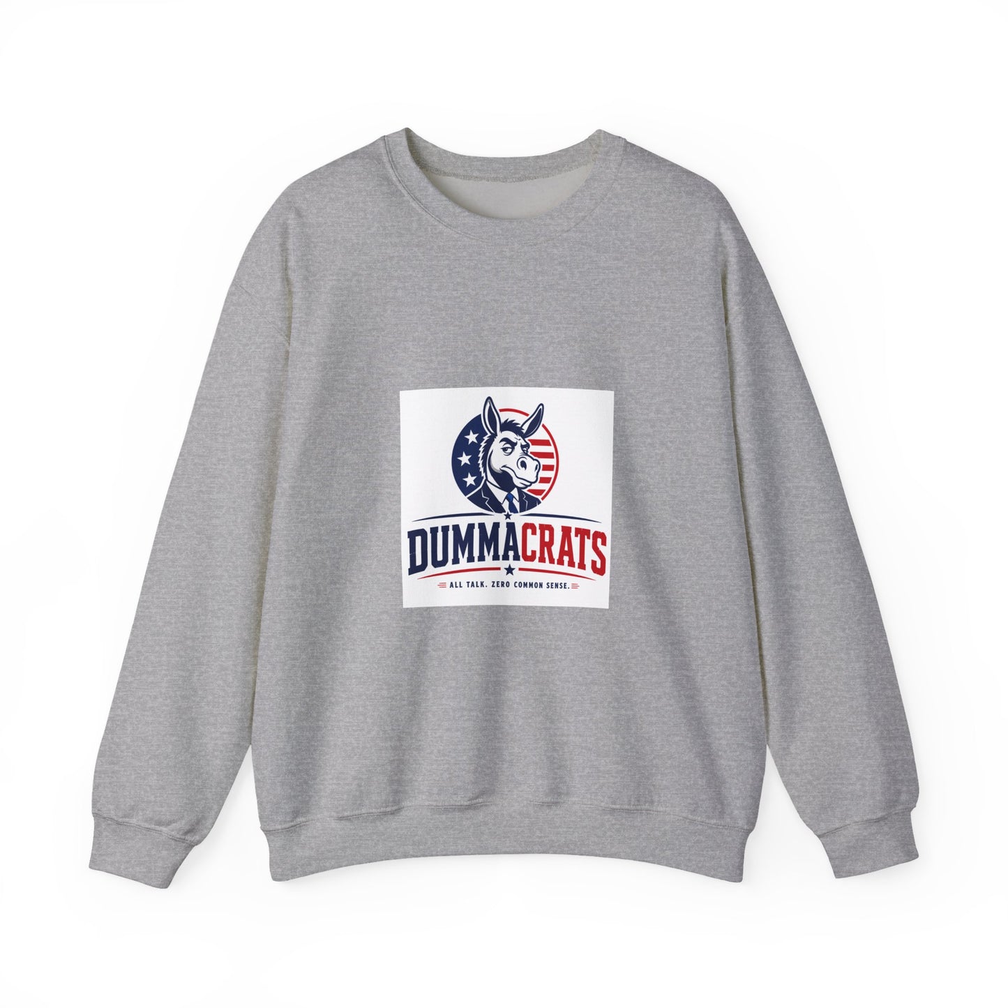 Crewneck Sweatshirt — 'Dummacrats' Patriotic Donkey Graphic
