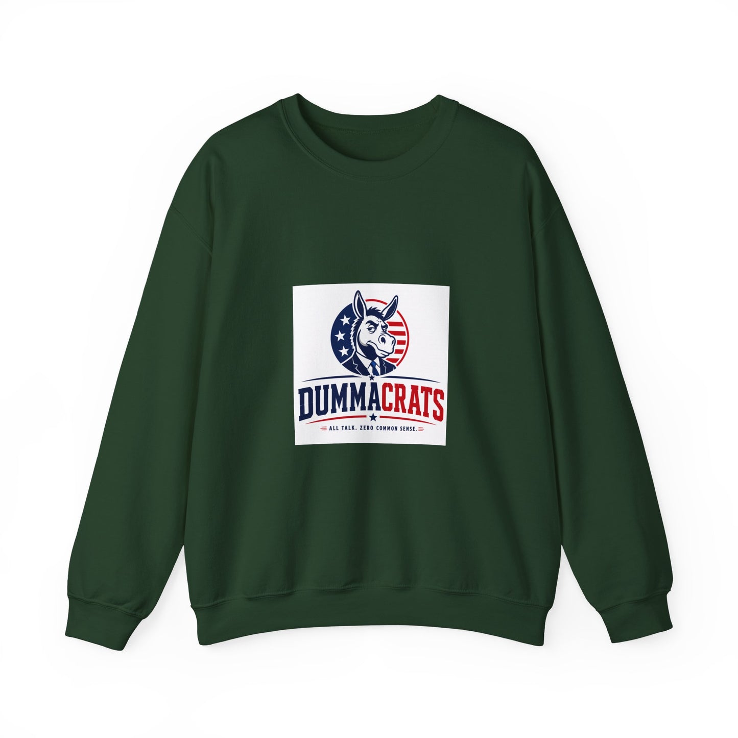 Crewneck Sweatshirt — 'Dummacrats' Patriotic Donkey Graphic