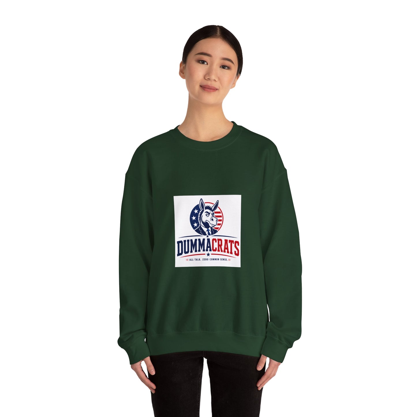 Crewneck Sweatshirt — 'Dummacrats' Patriotic Donkey Graphic