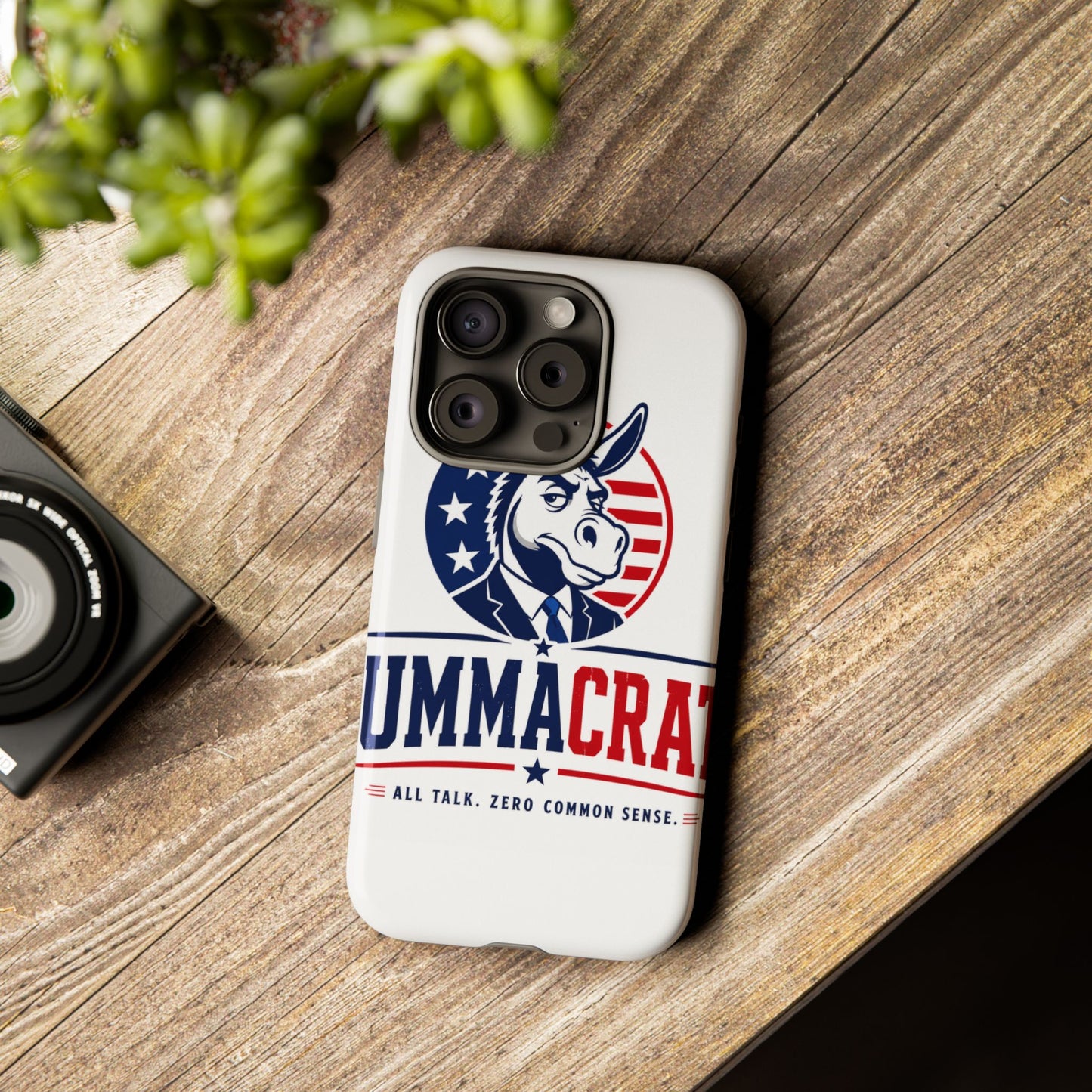 Phone Case — 'DemmaCrat' Political Donkey Design, Patriotic Anti-Democrat Graphic