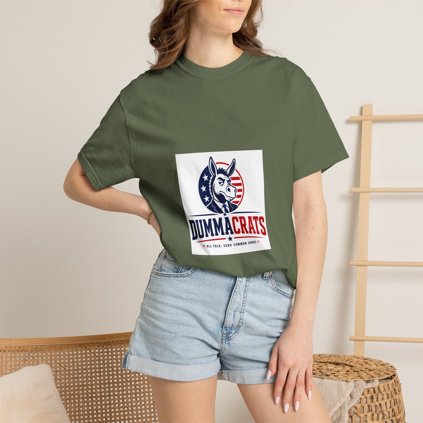Political Satire T‑Shirt — "Dummacrats" Patriotic Donkey Graphic