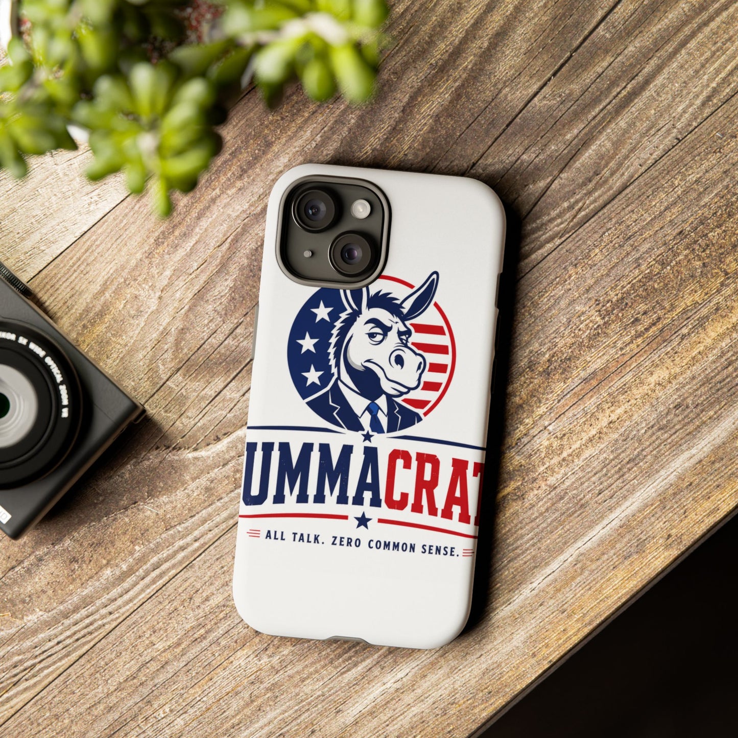 Phone Case — 'DemmaCrat' Political Donkey Design, Patriotic Anti-Democrat Graphic
