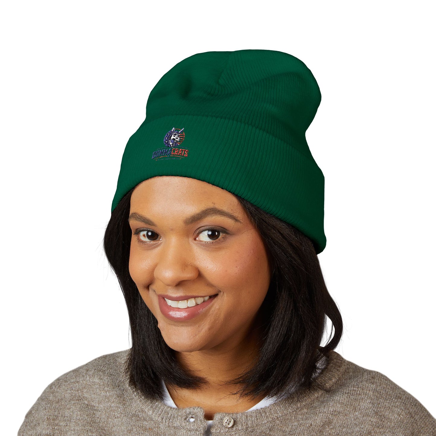 Patriotic Bulldog Embroidered Cuffed Beanie