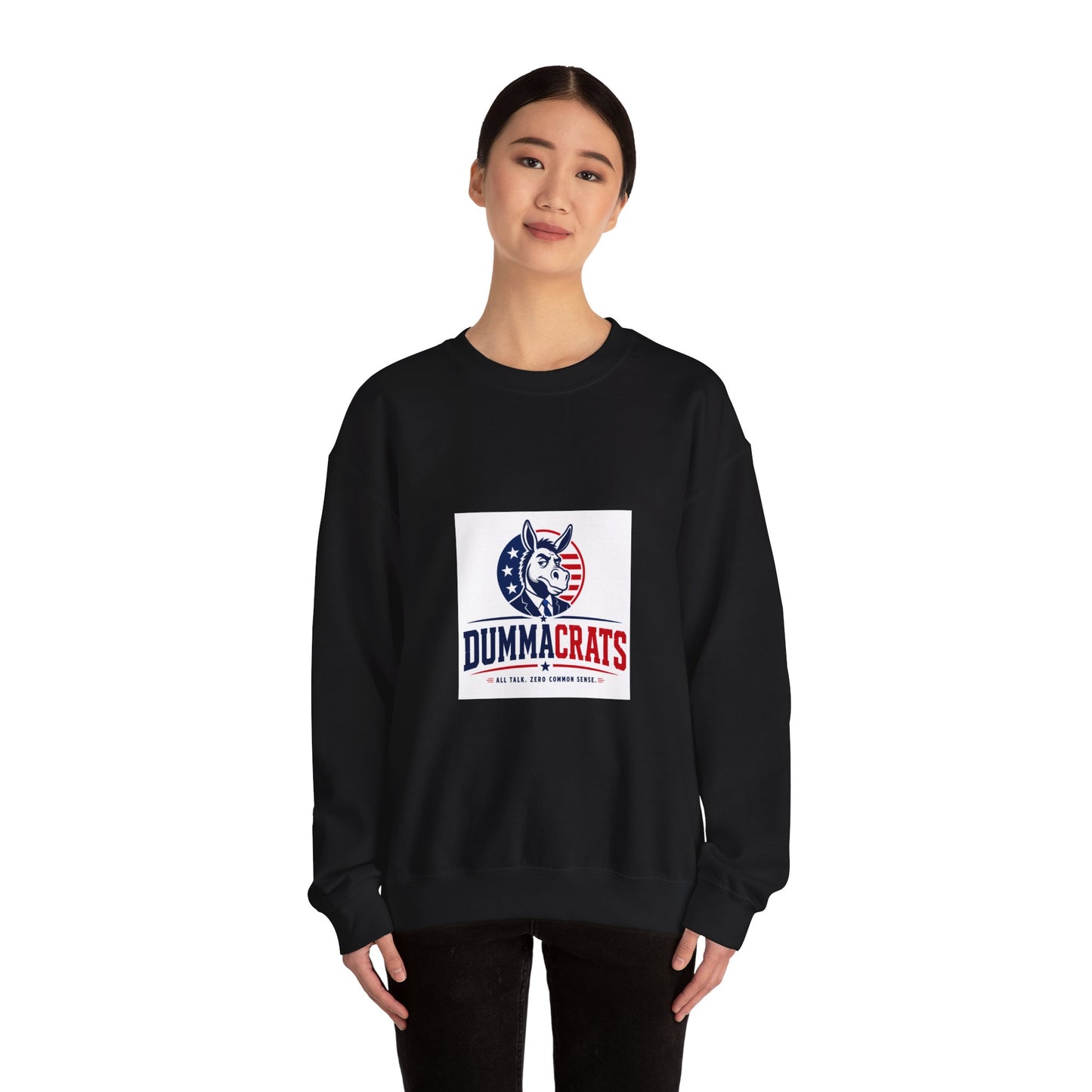 Crewneck Sweatshirt — 'Dummacrats' Patriotic Donkey Graphic